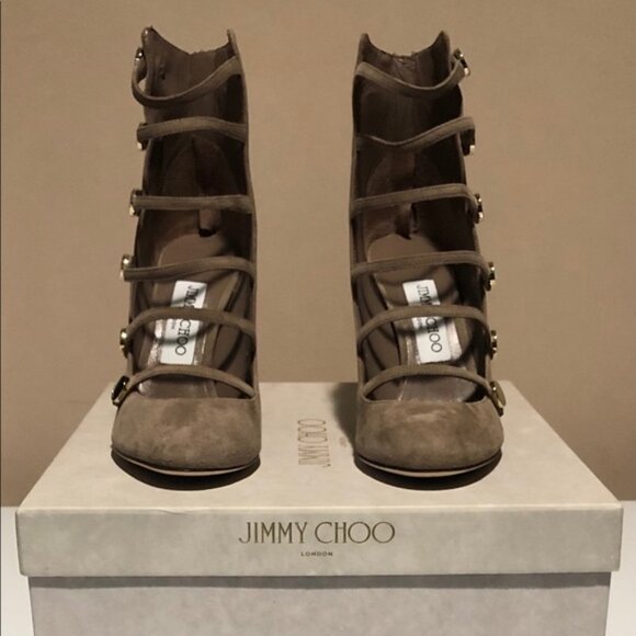 Jimmy Choo Venice 100 Suede Bootie in Light Mocha - Picture 9 of 14